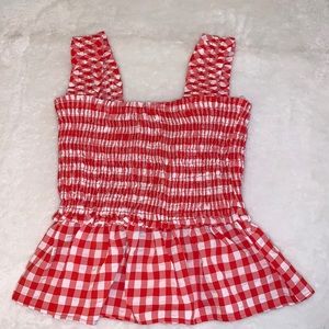 Entro Red/White Checkered Top